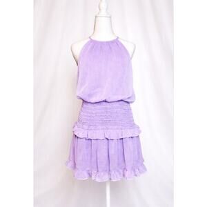 The Impeccable Pig Lavender Purple Tiered Smocked Ruffle Mini Dress Medium